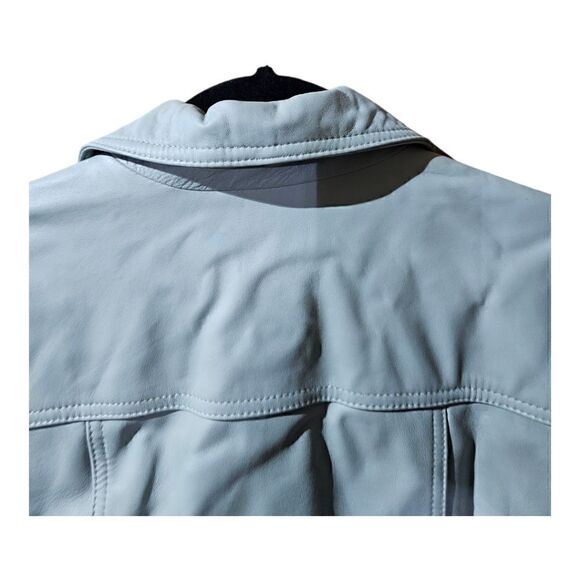 DENIM & CO (D & CO) Light Blue Leather Jacket - Size Medium - Picture 4 of 6